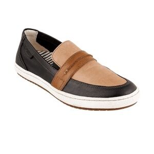 Taos Upward Black/Natural Multi Leather Flats Loafers Size 8.5